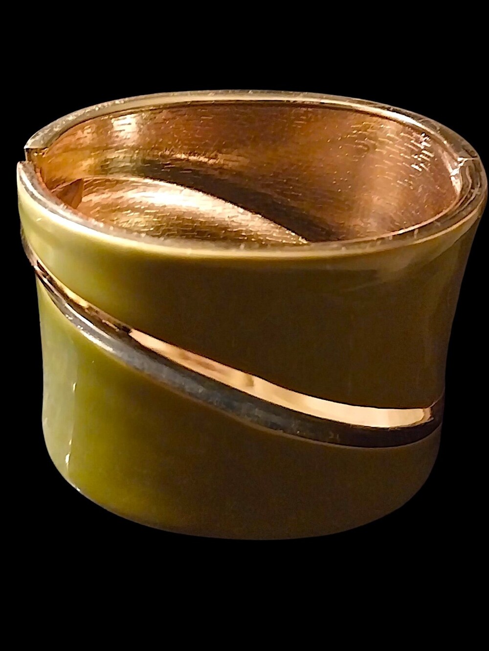 Vintage Green Enamel Wide Cuff Bracelet